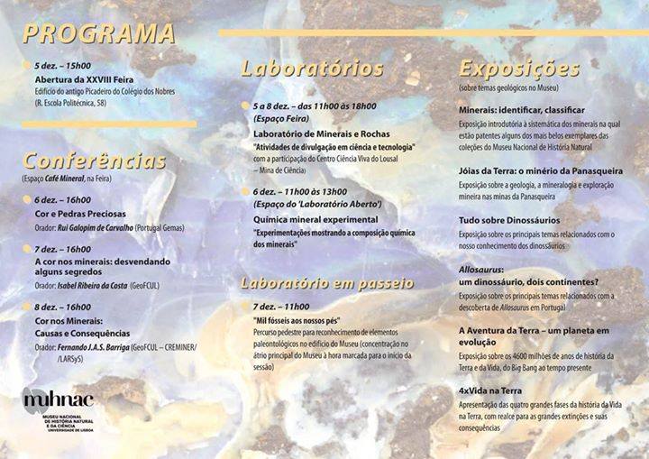 VIII Feira Internacional de Minerais, Gemas e Fósseis Programa