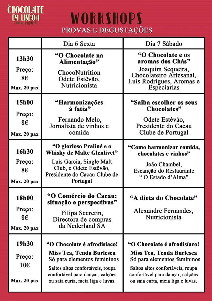 Chocolate em Lisboa - Programação