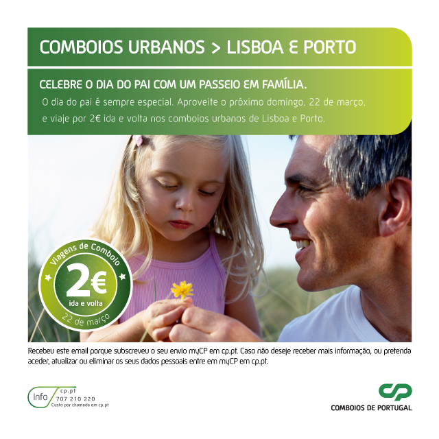 Comboios Urbanos CP Promoção Dia do Pai