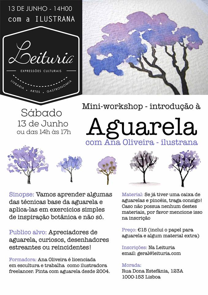 Mini-workshop - introdução à Aguarela com Ana Oliveira - ilustrana
