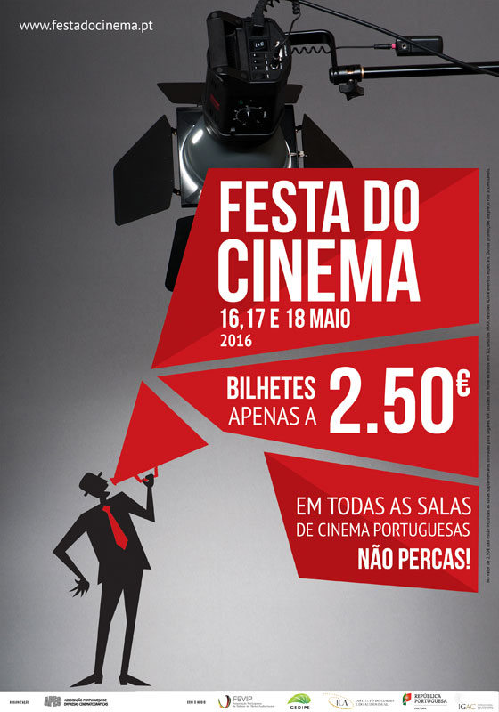 A Festa do Cinema está de volta nos dias 16, 17 e 18 de Maio. O preço continua pequenino e por cada bilhete só pagas 2.50€.